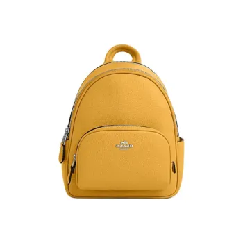 COACH Court Cow Leather Patchwork With Fabric Backpack Small Size Women's Honeycomb