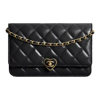 CHANEL WOC Sheepskin Wallets Shoulder Bag Crossbody Bag Women's Black