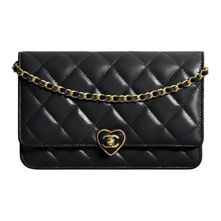 CHANEL WOC Sheepskin Wallet, Shoulder Bag, Crossbody Bag Women's Black-0