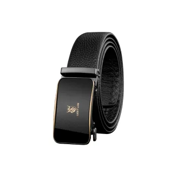 LUCKY LION Business Automatic Buckle Leather Belts Men's Gold, Gunmetal Width 3.5CM