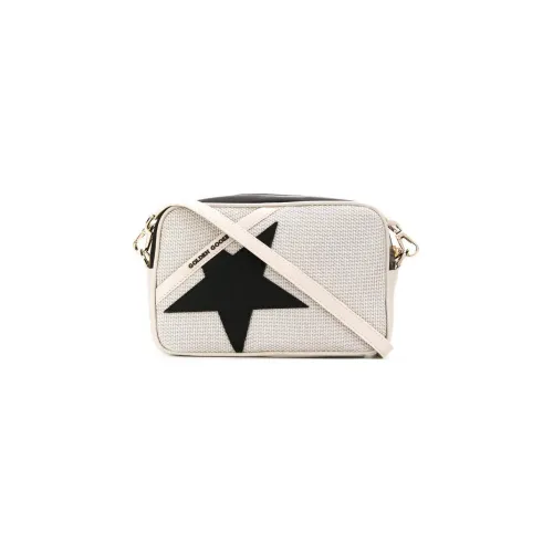 Golden Goose Cotton With Leather Shoulder Bag Crossbody Bag Women's Black & White