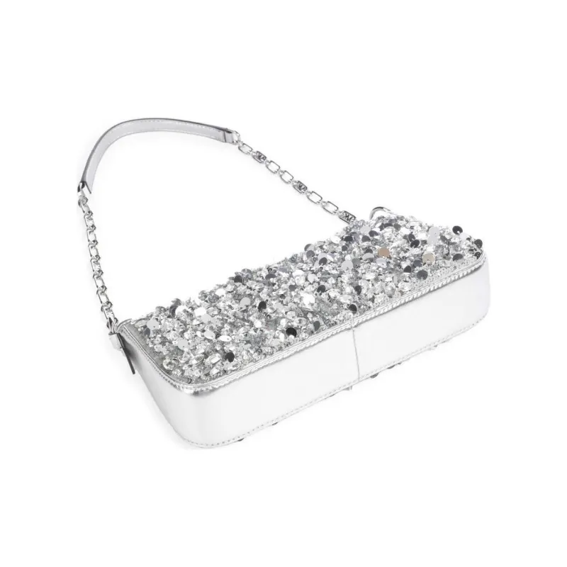 MICHAEL KORS Polyamide Handbag, Shoulder Bag Unisex Silver-2