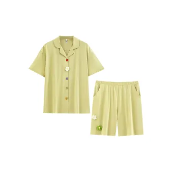 White Ran Pajama Set Women's Fruit Green