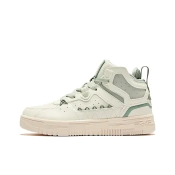 Erke Anti Slip Wear Resistant High Top Skateboard Shoes Women's Ivory Sea Foam Green