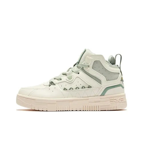 Erke Skateboard Shoes Women's High-Top Ivory Sea Foam Green