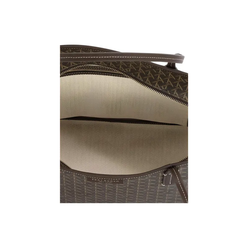 TORY BURCH Coated Canvas Canvas Bag Tote Bag Shopping Bag Handbag Medium Size Women's Brown-4