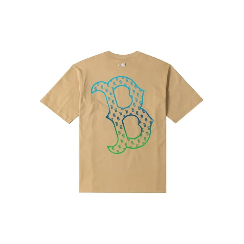 MLB T Shirt Boston Team Unisex Beige Yellow-1