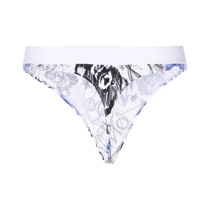 MOSCHINO Graphic print Stretch cotton Thong-1