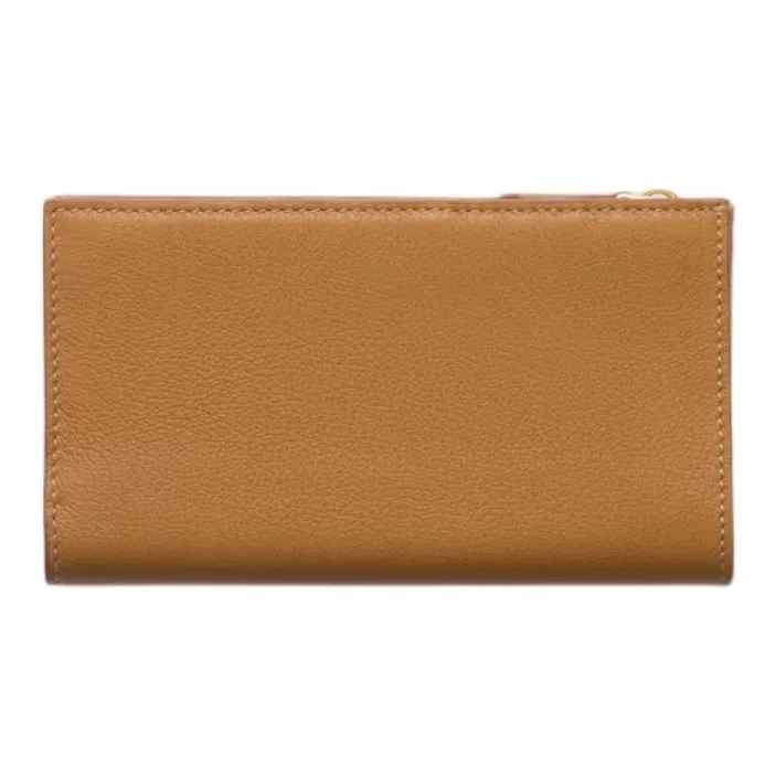 PRADA Leather Wallet Large Size Women's Brown-1