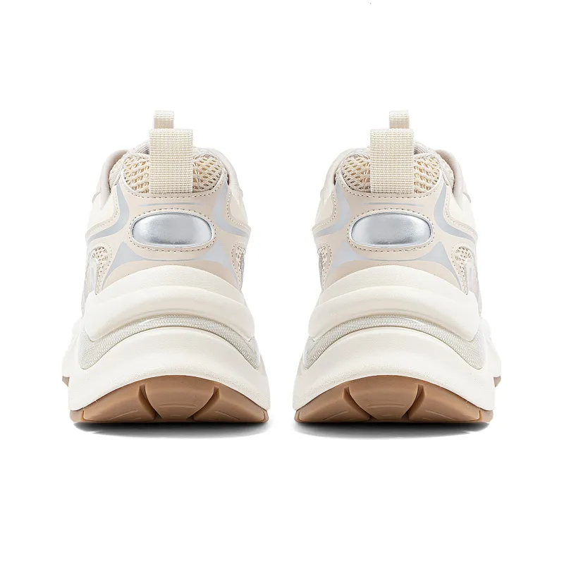 COMELY Chunky Sneakers Women's Low Top Beige/Silver-4