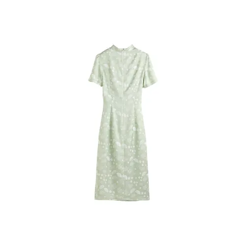 Hang Yi Court Short-Sleeved Dresses Women's Green