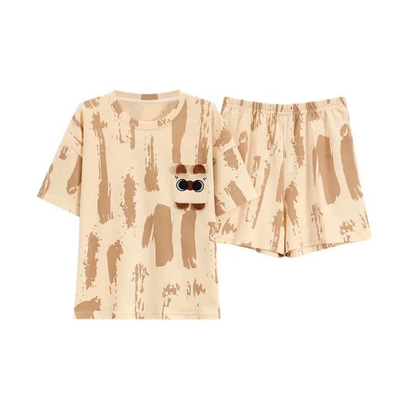 Sleep Pajama Set Women's Khaki Brown-0