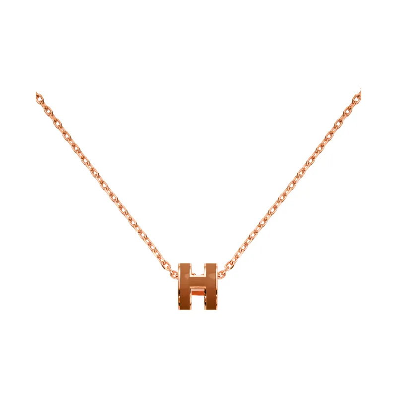 HERMES POP H Collection Rose Gold Plated Metal Necklaces Women's Rose Gold-0