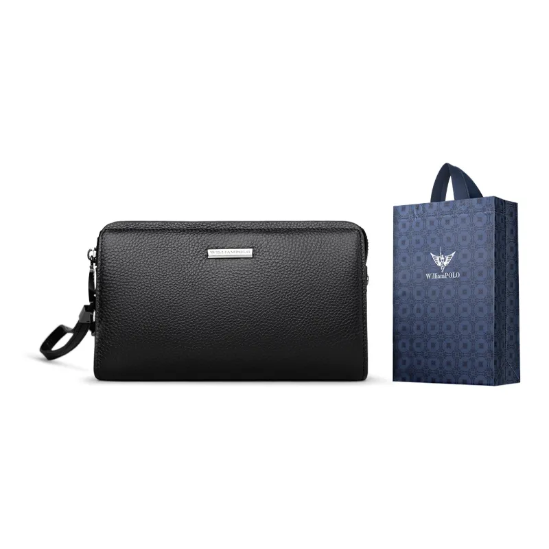 WilliamPOLO Top Grain Cow Leather Lock Design Clutch Large Size Men's Multicolor-6