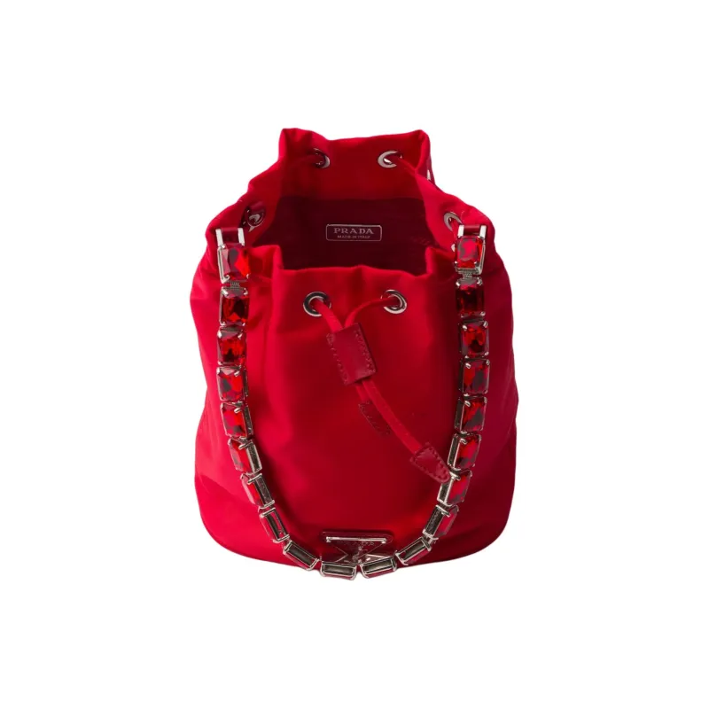 PRADA Recycled Nylon Handbag Shoulder Bag Crossbody Bag Mini Women's Red-3
