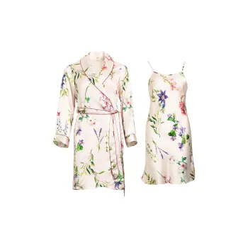 Silk Boundary Pajama Robe Women's Pink