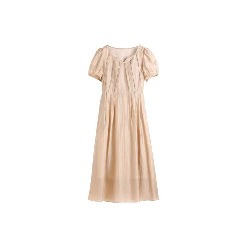 Hang Yi Court Short-Sleeved Dresses Women's Champagne