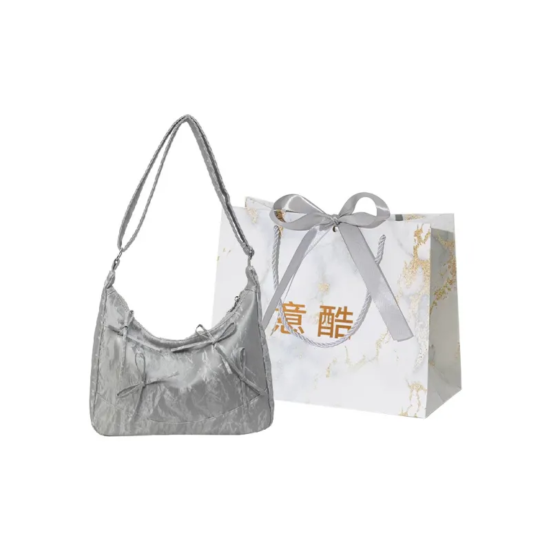 Cool Flannelette Shoulder Bag Women's Ecru/Silver/Black/Pink-4