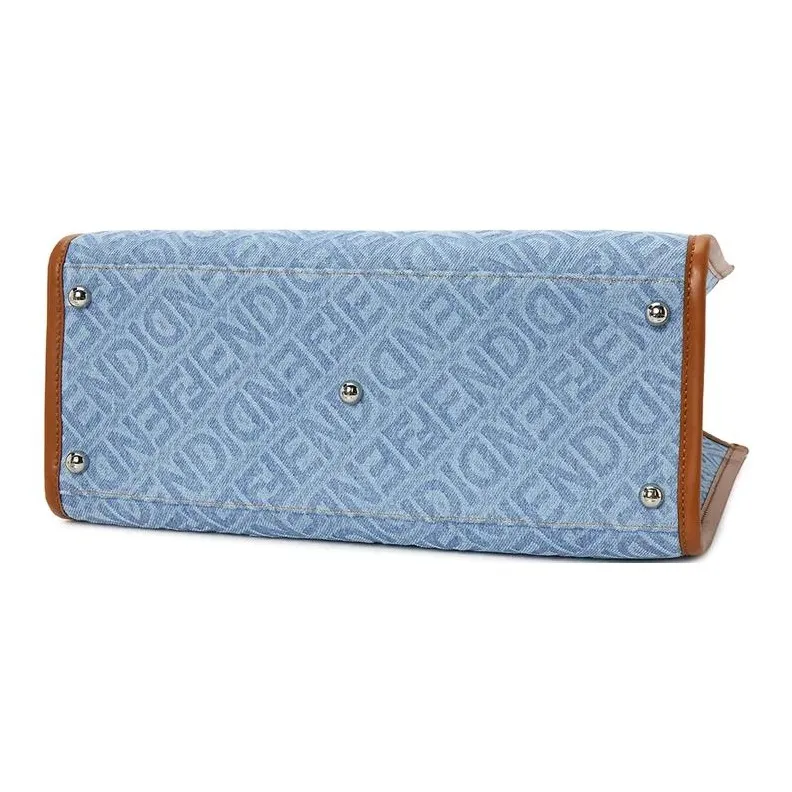 FENDI Sunshine Denim Tote Bag, Shopping Bag, Handbag Medium Size Women's Light Blue-3