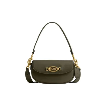 COACH Glove Leather Saddle Bags Shoulder Bags Women's Olive Green