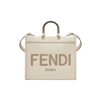 FENDI Sunshine Cow Leather Tote Sunshine Bag, Shoulder Bag, Crossbody Bag, Handbag Medium Size Women's White