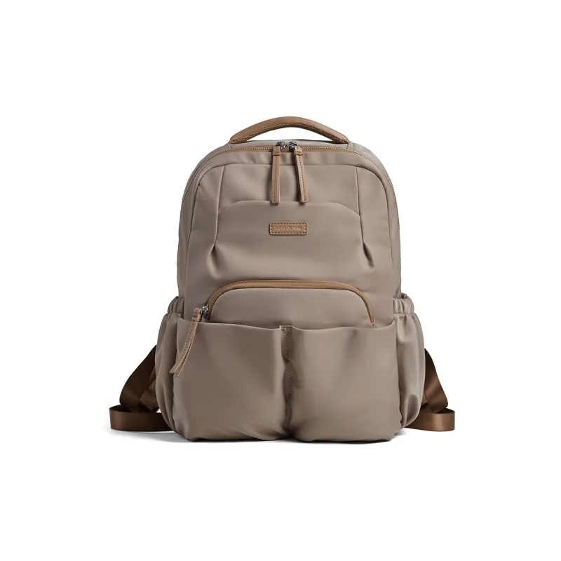 LEFF Nylon Fabric Backpack Medium Size Women's Milk Tea Apricot-6