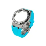Sanded Silver Steel Case+Sky Blue Strap+Silver Butterfly Clasp+Tool