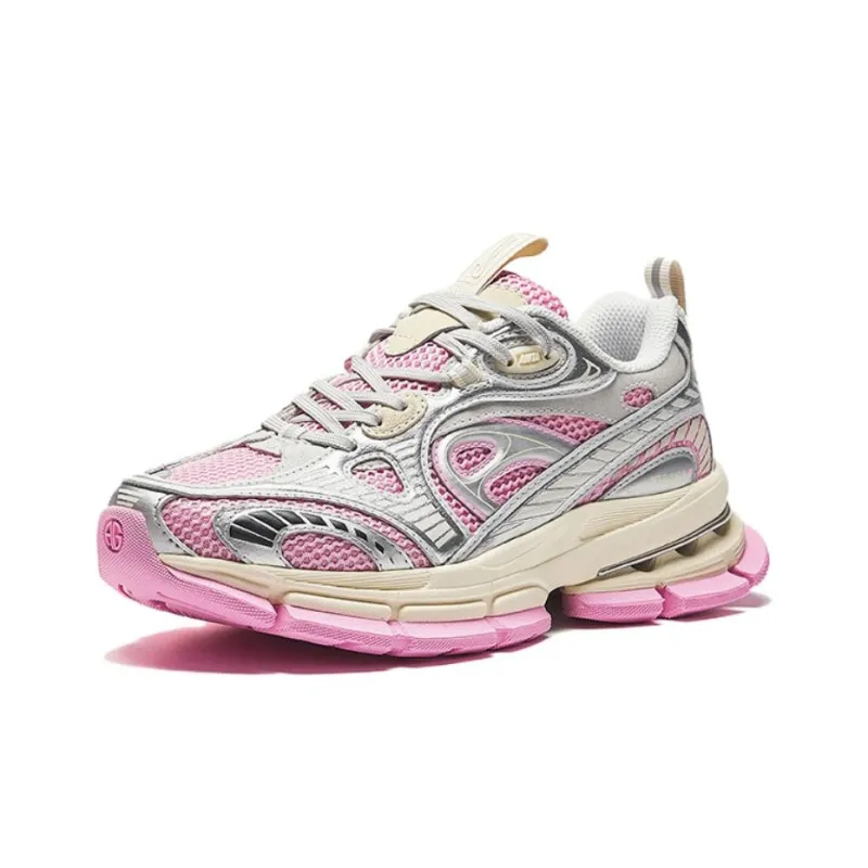 Anta Champion Series Anti Slip Wear Resistant Low Top Casual Shoes Women's Pink Silver-1
