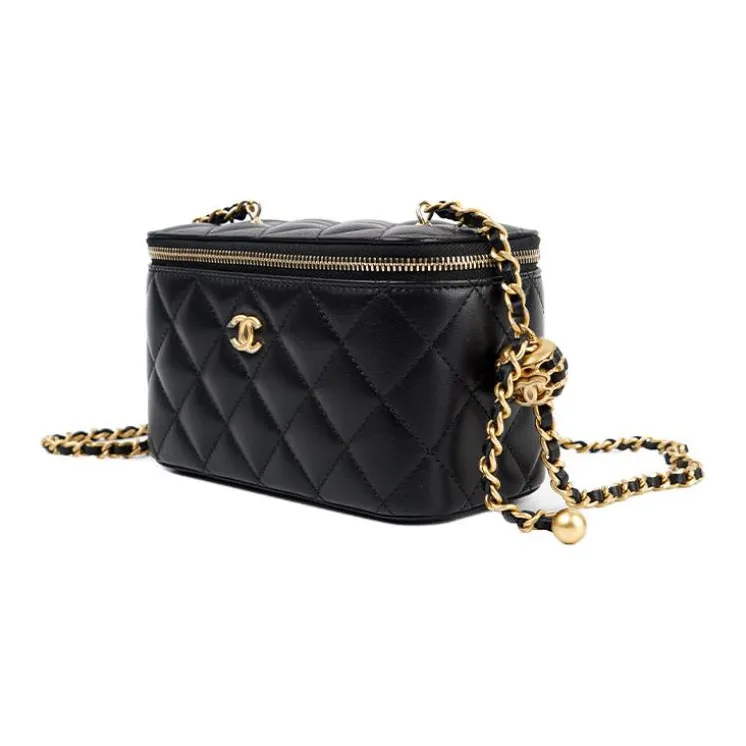 CHANEL Sheepskin Box Bag Crossbody Bag Regular Women's Black-1