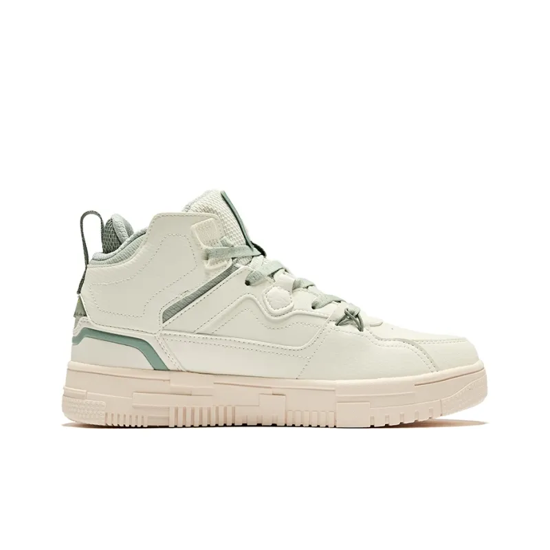 Erke Anti-Slip Wear-Resistant High-Top Skateboard Shoes Women's Ivory Sea Foam Green-1