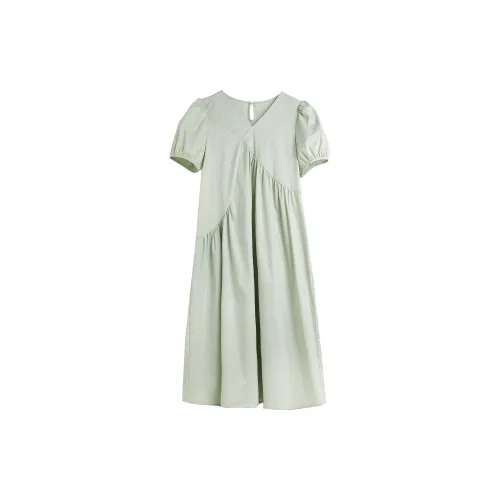 Hang Yi Court Short-Sleeved Dresses Women's Light Green