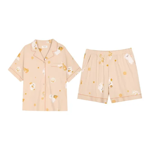 AUTUMNDEER Pajama Set Women's Light Apricot