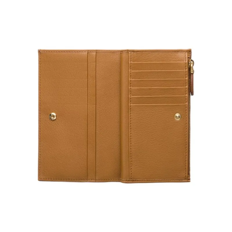 PRADA Leather Wallet Large Size Women's Brown-2
