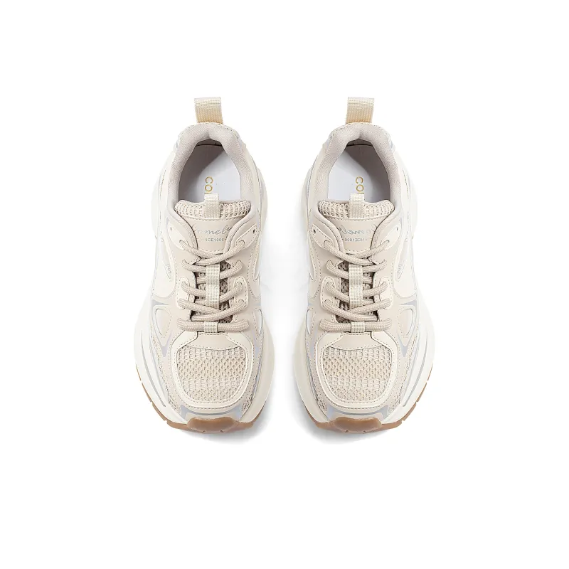 COMELY Chunky Sneakers Women's Low Top Beige/Silver-3