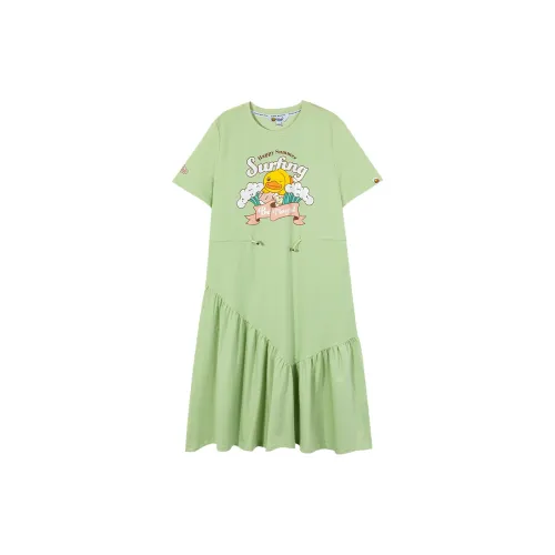 B.Duck Short-Sleeved Dresses Women's Light Green