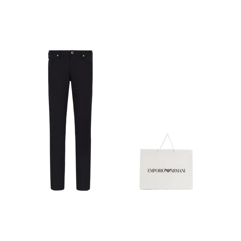 EMPORIO ARMANI Logo Plaque Stretched Denim Jeans-1