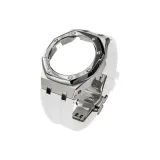 Sand Silver Steel Case+White Strap+Silver Butterfly Clasp+Tool