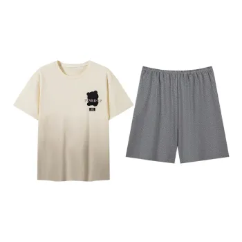 ROUKEER Pajama Set Men's Light Gray