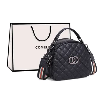 COMELY Cow Leather Patchwork Synthetic Leather Crossbody Bag Regular Women's Black