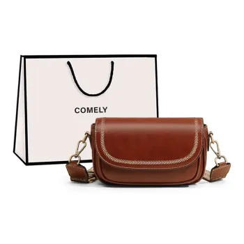 COMELY Cow Leather Patchwork Synthetic Leather Small Square Bag Shoulder Bag Crossbody Bag Shoulder Bag Women's Coffee