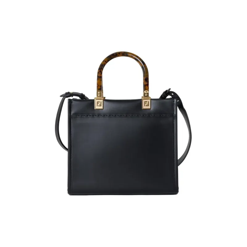 FENDI Sunshine Calfskin Tote Bag, Shopping Bag, Shoulder Bag, Crossbody Bag, Handbag Trumpets Women's Black-1