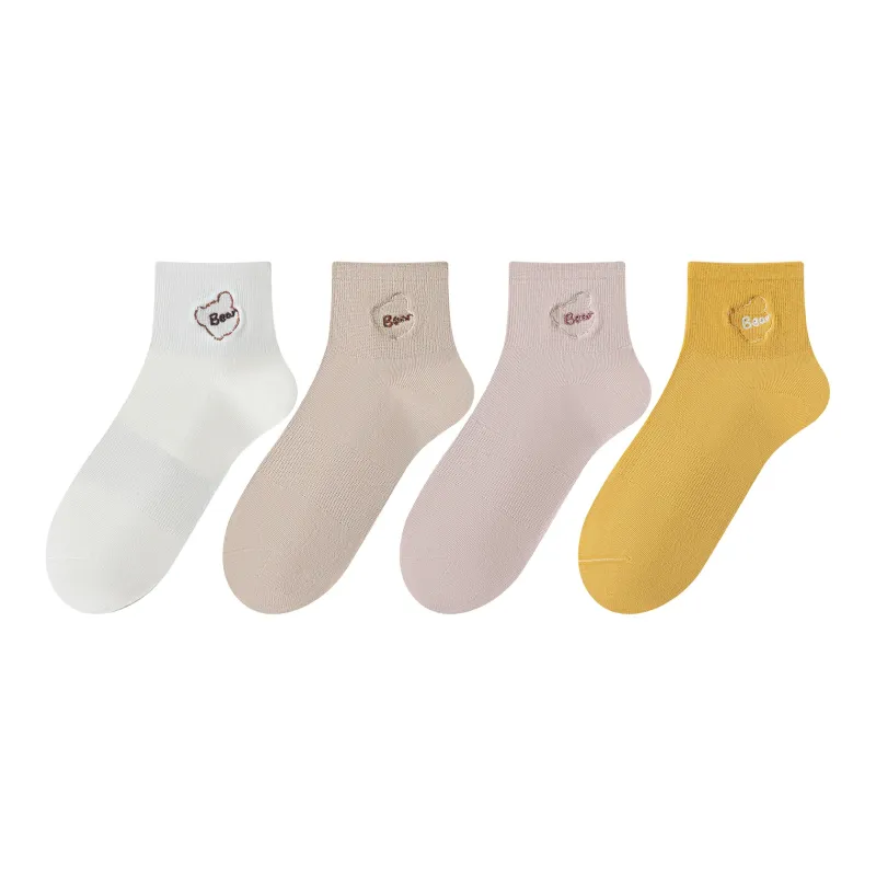 XXLLG Spring And Fall Mid Calf Socks Women's 4 Pack-11