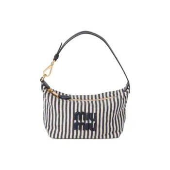 MIU MIU Spirit Fabric Handbag, Shoulder Bag Mini Women's Beige & Sea Blue