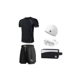 (Five-Piece Set 1) Swimming Shorts+Swimsuit+White Swim Cap+White Swim Goggles+Swim Bag