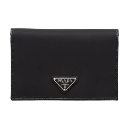 PRADA Recycled Nylon With Saffiano Leather Accents Passport Holder Men's Black
