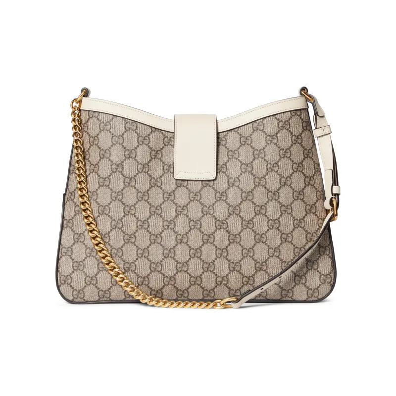 GUCCI Padlock Canvas With Leather Binding Handbag, Shoulder Bag Medium Size Women's White & Ebony-3