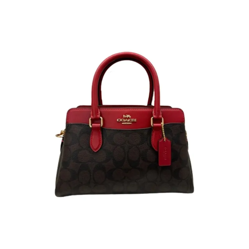 COACH Darcie PVC Shoulder Bag Crossbody Bag Handbag Mini Women's Gold Brown Red-3