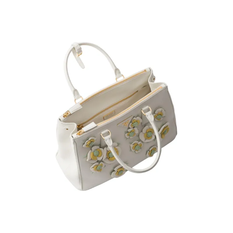 PRADA Galleria Killer Bag Leather Shoulder Bag, Crossbody Bag, Handbag Tubas Women's White & Pineapple Yellow-3