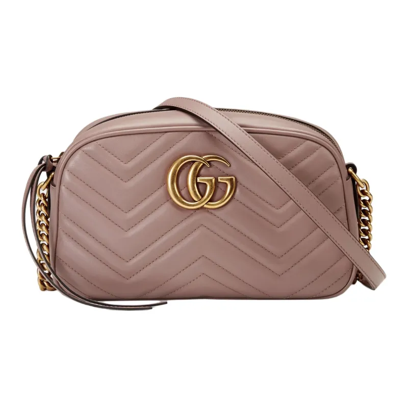 GUCCI GG Marmont Leather Camera Bags Crossbody Bag Shoulder Bag Women's Flesh Pink-0