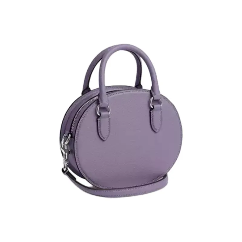 COACH Cross Grain Leather Handbag, Shoulder Bag, Crossbody Bag Small Size Women's Silver & Light Purple-2